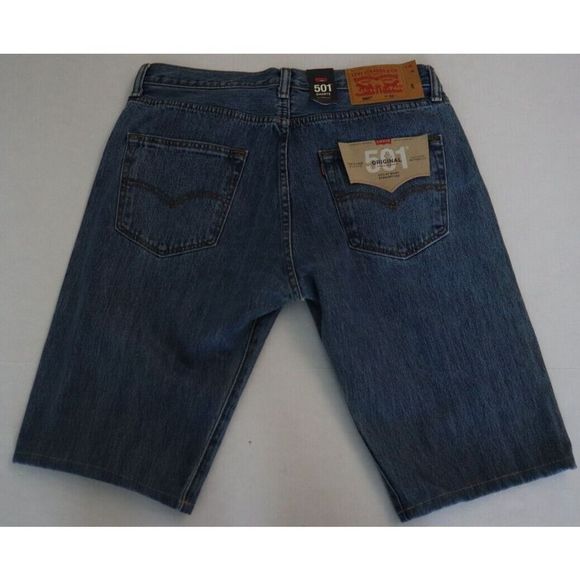 Levi's 501 Men's Sz 33 Blue Denim Signature Button Fly Stretch Shorts - Picture 2 of 6
